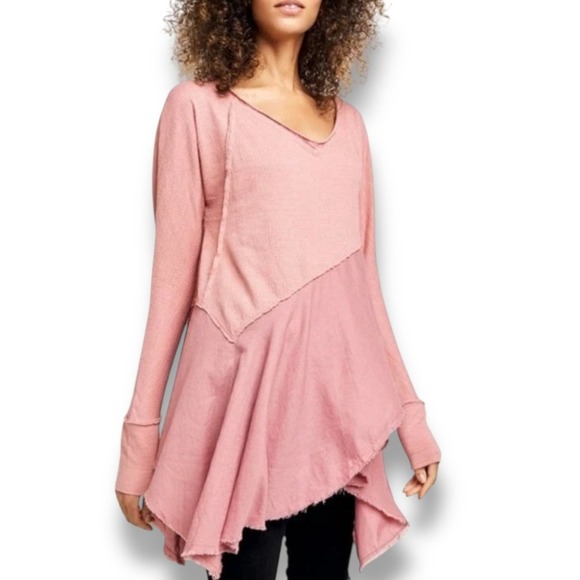 We The Free Tops - We The Free Coming In Hot Long Sleeve Tunic Trapeze Hem V Neck Oversized Size S